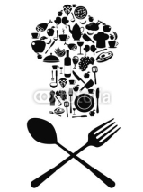 Naklejki chef symbol with spoon and knife