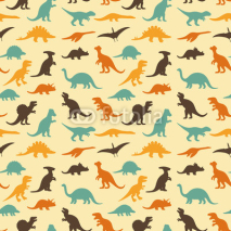 Fototapety vector set silhouettes of dinosaur, retro pattern background