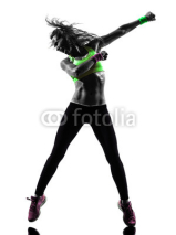 Naklejki woman exercising fitness zumba dancing silhouette