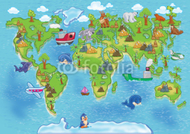 Fototapety kids world map