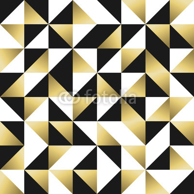 Gold seamless pattern with triangles and squares