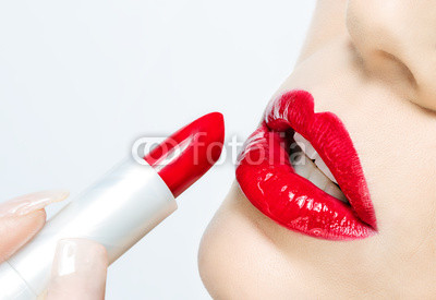 Woman painted red lips