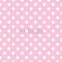 Naklejki Polka dots on baby pink background retro seamless vector pattern