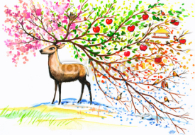 Obrazy i plakaty Deer-four seasons.