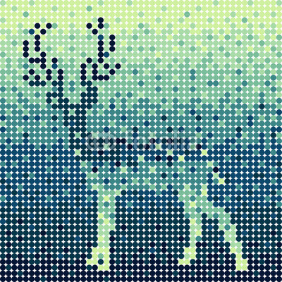 Abstract blue circles deer background
