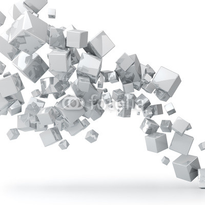 Abstract 3D glossy white cubes background.