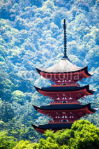 Naklejki Five-storey pagoda in Miyajima, Japan