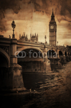 Aged Vintage Retro Picture of Big Ben in London