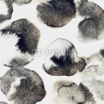 Fototapety Black ink asymmetrical circles and spots of paint flow. Monochrome background with artistic texture. 