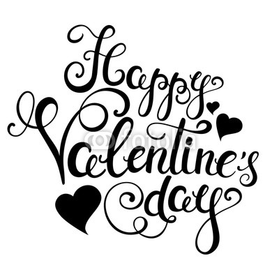 Happy valentines day handwritten calligraphy for greeting card.