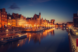 Fototapety Dlugie Pobrzeze, tourist ships and historical waterfront, Gdansk, Poland