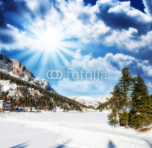 Naklejki Beautiful colors of Dolomites Landscape in Winter