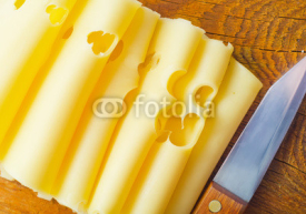 Naklejki Fresh cheese on the wooden board
