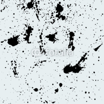 Naklejki Hand drawn watercolor tempera sketch pattern. Abstract texture of blot, blob, splash, spot, stain, blotch signs. Graphic background. Black on white texture. Vector illustration