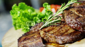Naklejki Fresh Organic Flame Grilled Steak Healthy Dining Choice Barbecue Flavor