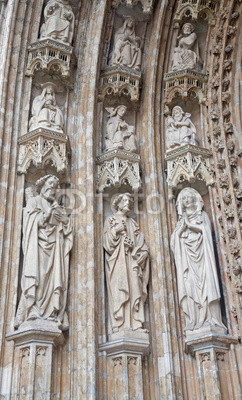 Brussels - Detail from main portal of Notre Dame du Sablon
