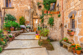 Fototapety Alley in old town Tuscany Italy