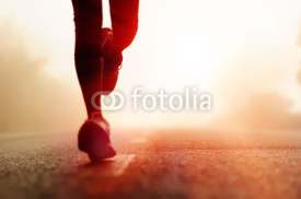 Fototapety Athlete running road silhouette