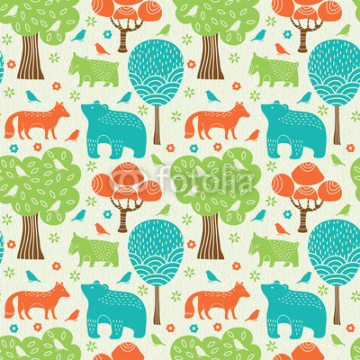 Forest animals seamless pattern