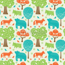 Naklejki Forest animals seamless pattern