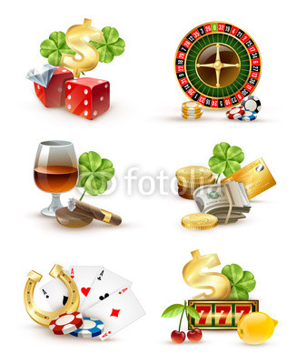 Casino Symbols Attributes 6 Icons Set 