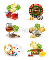 Casino Symbols Attributes 6 Icons Set 