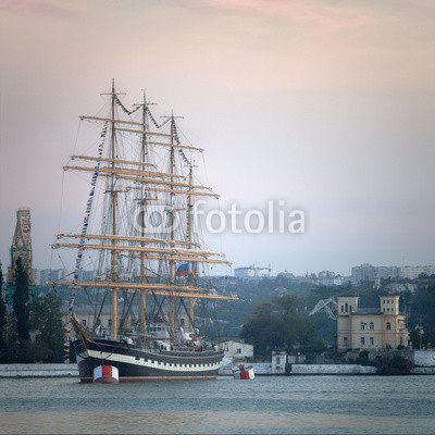 Large sailing ship in the bay