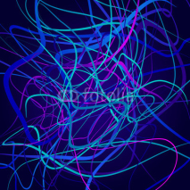 Neon shapes, abstract composition, bright background, a tangle of colored shapes, vector design art