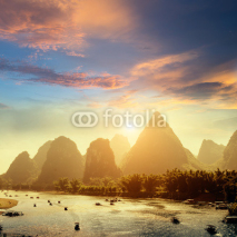Naklejki Sunset landscpae of yangshuo