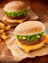 Naklejki Hamburger and fries
