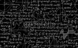 Naklejki Math vector seamless with plots, formulas and calculations
