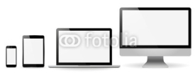 Set realistic Monitors laptop tablet and phone vector illustrati
