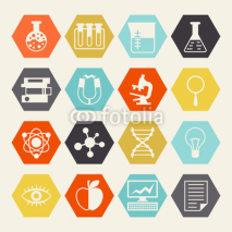 Fototapety Science icons in flat design style.