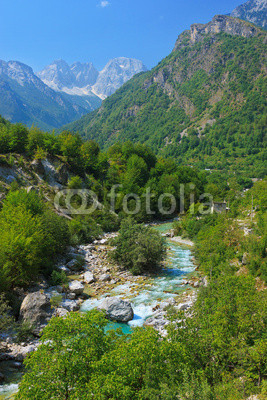 Amazing view of mountain river in Albanian Alps