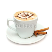 Naklejki Coffee with cinnamon isolated on white