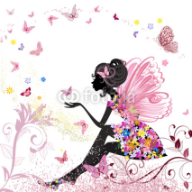 Fototapety Flower Fairy in the environment of butterflies