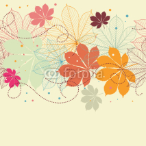 Fototapety Seamless background with falling autumn leaves in a retro style.