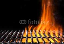 Naklejki Empty grill grid with fire