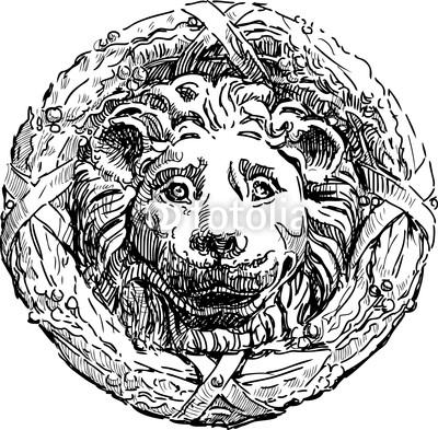 bas-relief of a lion's head