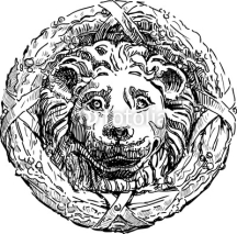 Naklejki bas-relief of a lion's head