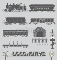 Obrazy i plakaty Vector Set: Model Train Collection