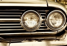 Naklejki Close-up photo of retro car headlights