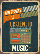 Obrazy i plakaty Retro metal sign " Listen music"
