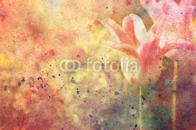 tulips and watercolor strokes