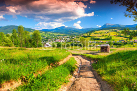 Fototapety Beautiful summer landscape in the mountains village
