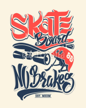 Naklejki Skate board no brakes, t-shirt graphics, vectors