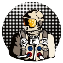 Naklejki Astronaut with halftone dots