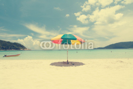 Fototapety Vintage retro beach with umbrella