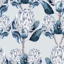 Fototapety Background of flowers protea. Seamless pattern.