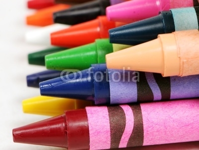 macro profile shot of colorful crayons